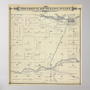 T22S R27E Tulare County Section Map Poster