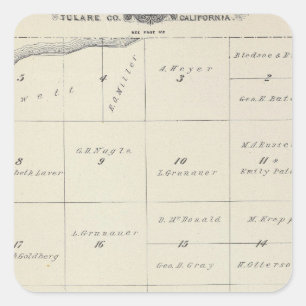 T23S R22E Tulare County Section Map Square Sticker