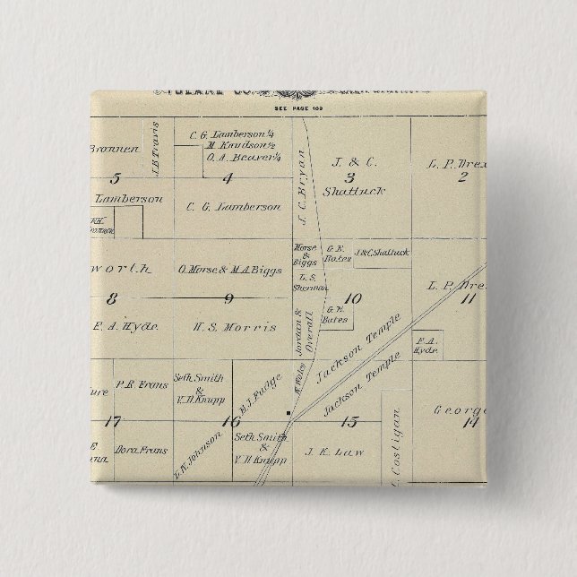 T23S R23E Tulare County Section Map 15 Cm Square Badge (Front)