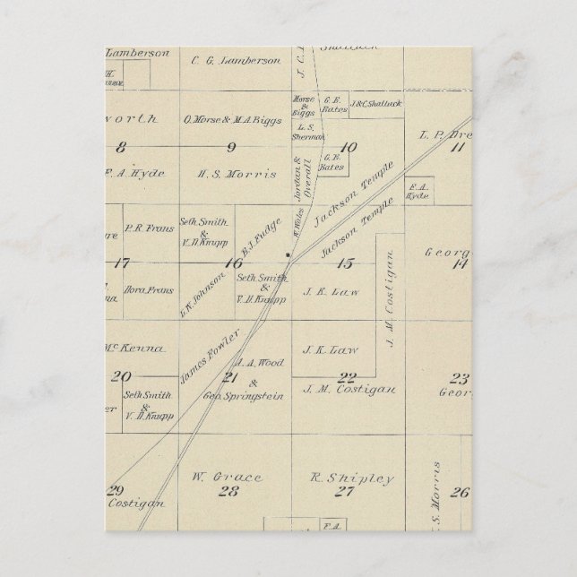 T23S R23E Tulare County Section Map Postcard (Front)