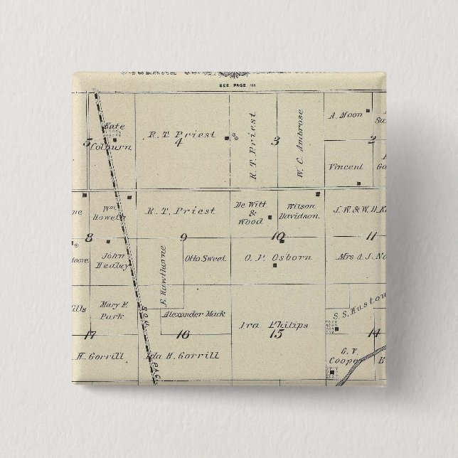 T23S R25E Tulare County Section Map 15 Cm Square Badge (Front)