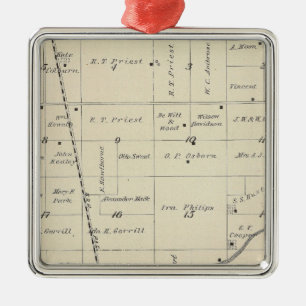T23S R25E Tulare County Section Map Metal Ornament