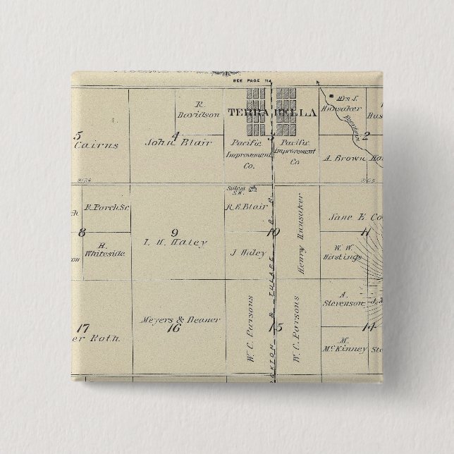 T23S R27E Tulare County Section Map 15 Cm Square Badge (Front)
