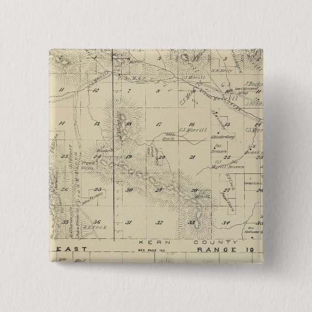 T24S R1619E Tulare County Section Map 15 Cm Square Badge (Front)