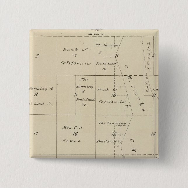 T24S R20E Tulare County Section Map 15 Cm Square Badge (Front)