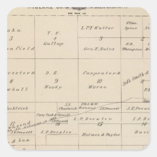 T24S R21E Tulare County Section Map Square Sticker