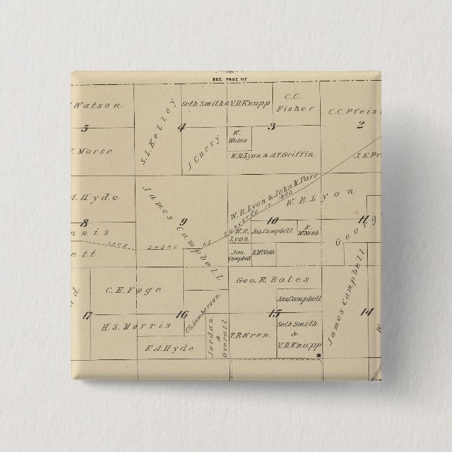T24S R22E Tulare County Section Map 15 Cm Square Badge (Front)