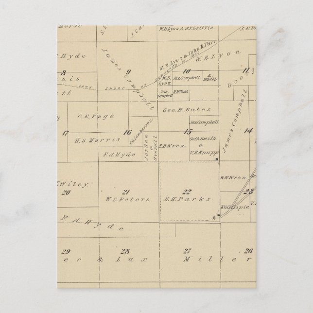 T24S R22E Tulare County Section Map Postcard (Front)