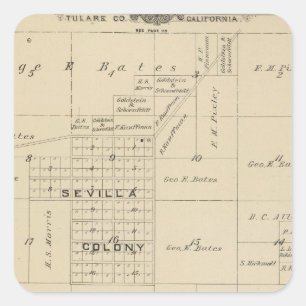 T24S R23E Tulare County Section Map Square Sticker