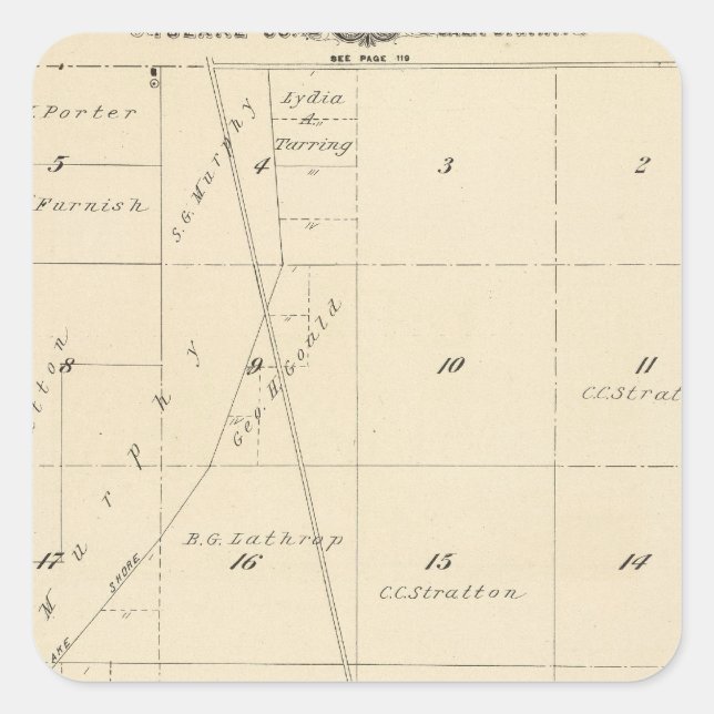 T24S R24E Tulare County Section Map Square Sticker (Front)