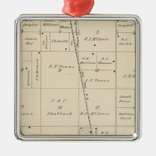 T24S R25E Tulare County Section Map Metal Ornament (Front)