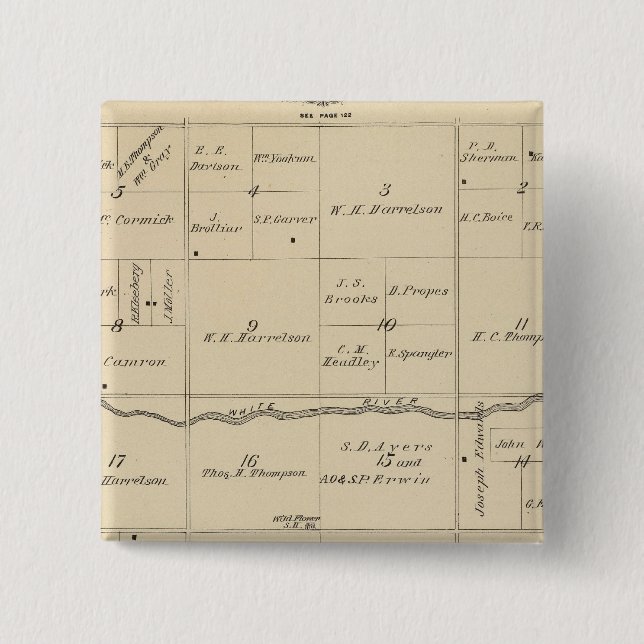 T24S R26E Tulare County Section Map 15 Cm Square Badge (Front)