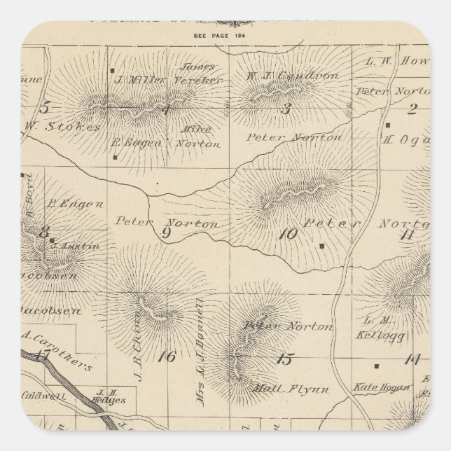 T24S R28E Tulare County Section Map Square Sticker (Front)