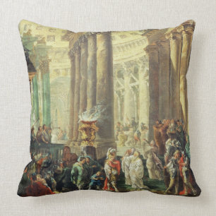 T28517 Capriccio of a Roman temple with Alexander Cushion