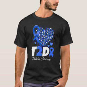 T2D Diabetic Dad Mum Heart Type 2 Diabetes Awarene T-Shirt