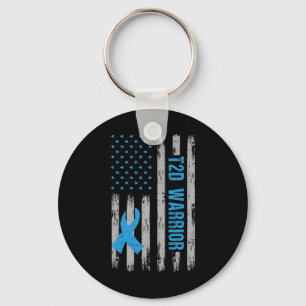 T2d Warrior Awareness American Flag Diabetic Diabe Key Ring