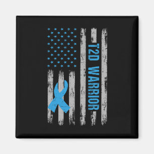 T2d Warrior Awareness American Flag Diabetic Diabe Magnet