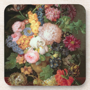 T30763 A Still Life of Flowers and Fruit (panel) Coaster