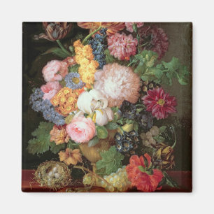 T30763 A Still Life of Flowers and Fruit (panel) Magnet