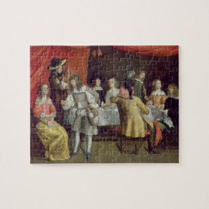T30878 Elegant Company Dining Beneath a Red Canopy Jigsaw Puzzle