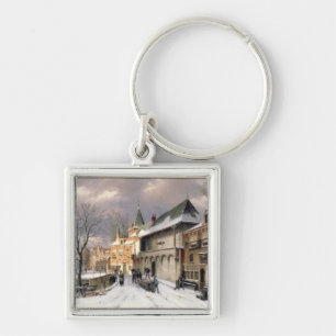T31117 A View of a Dutch Town in Winter Key Ring