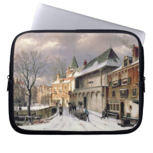 T31117 A View of a Dutch Town in Winter Laptop Sleeve