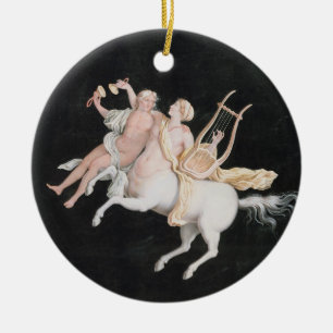 T31466 A Female Centaur and Companion Making Music Ceramic Tree Decoration