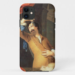 T31553 A Cavalier Standing at a Window Examining a iPhone 11 Case