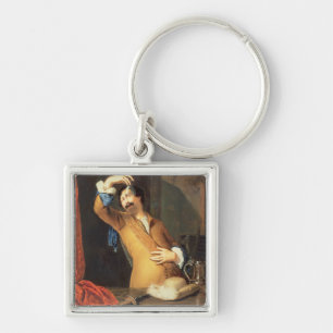 T31553 A Cavalier Standing at a Window Examining a Key Ring