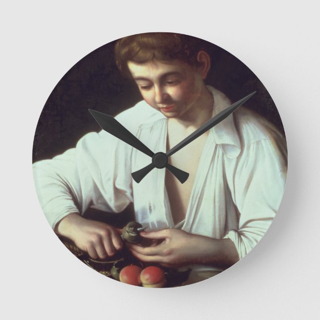 T31971 A Young Boy Peeling an Apple Round Clock (Front)