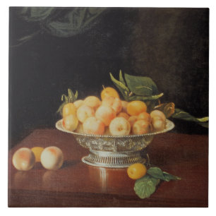 T32176 Still Life of Peaches, c.1700 Tile