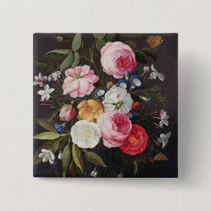 T32512 Still Life of Flowers in a Vase, 1661 (see 15 Cm Square Badge