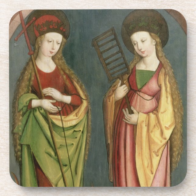 T32982 St. Margaret of Antioch and St. Faith, c.15 Coaster (Front)