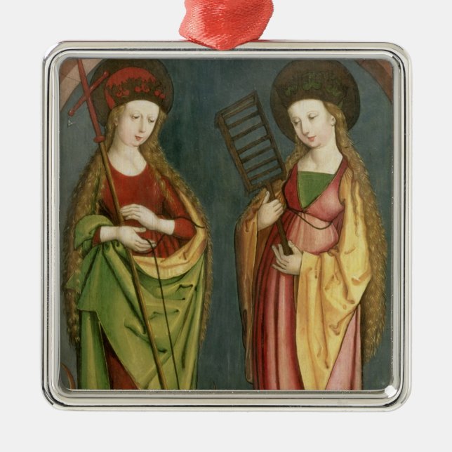 T32982 St. Margaret of Antioch and St. Faith, c.15 Metal Ornament (Front)