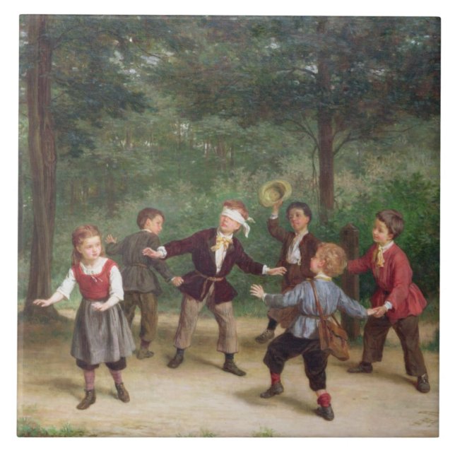 T33268 Blind Man's Buff 91316me; children; playing Tile (Front)