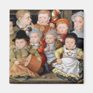 T33337 Portrait of a mother with her eight childre Magnet