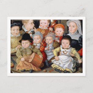 T33337 Portrait of a mother with her eight childre Postcard