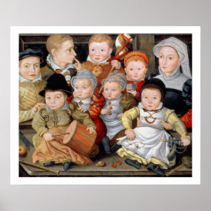 T33337 Portrait of a mother with her eight childre Poster