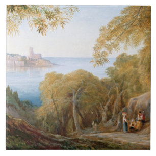 T33412 Landscape with View of Lerici, 1880 Ceramic Tile