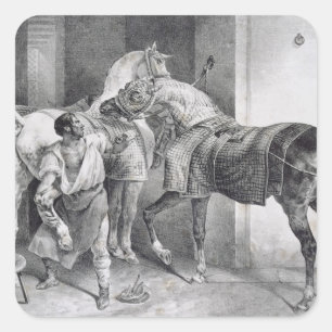 T34894 The English Farrier, 1822 (litho) Square Sticker