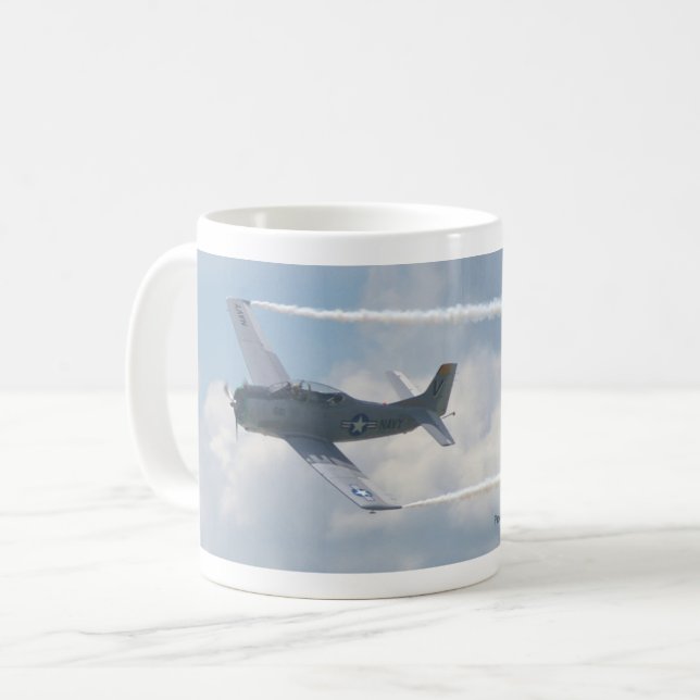 T-28C Trojan Aircraft in Flight Coffee Mug (Front Left)