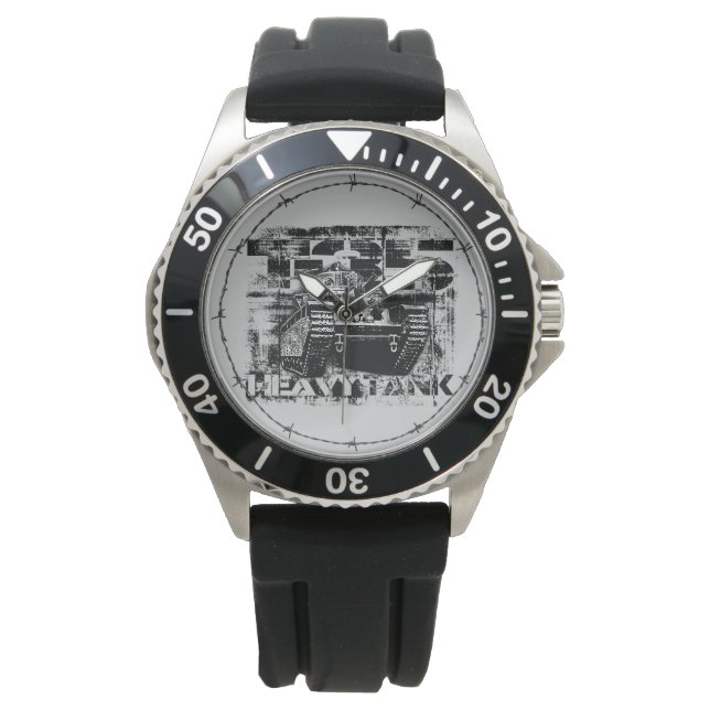 T-35 Crown Protector Black Rubber Watch (Front)