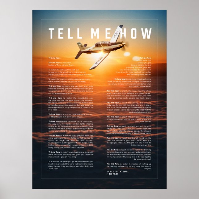 T-6 Texan II with Tell Me How ode to flight Poster (Front)