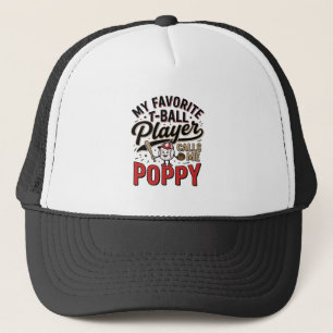 T-Ball Poppy Vintage Engraving Shirt Design_1 Trucker Hat