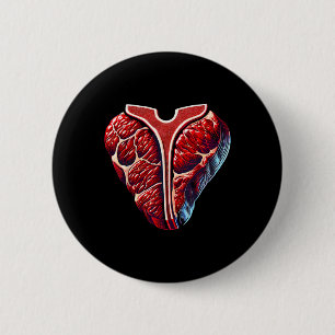 T-bone Steak Bbq Meat Lover 6 Cm Round Badge