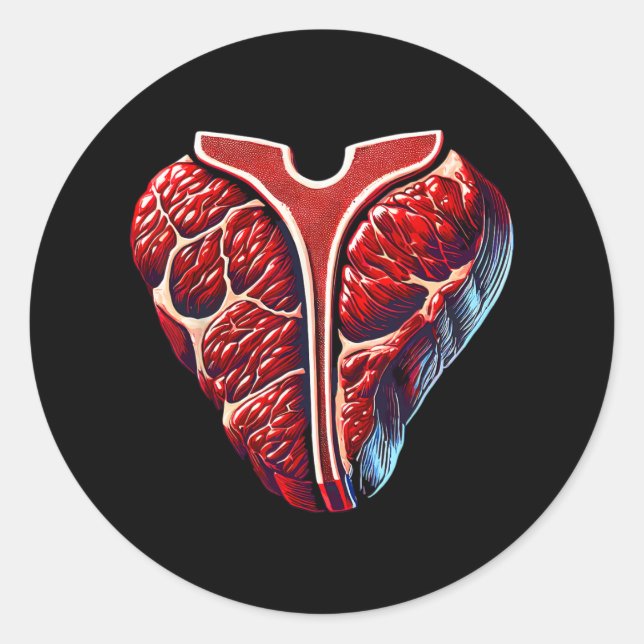 T-bone Steak Bbq Meat Lover  Classic Round Sticker (Front)