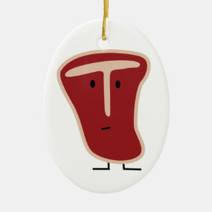 T-bone steak meat protein grilled beef fat bone ceramic tree decoration