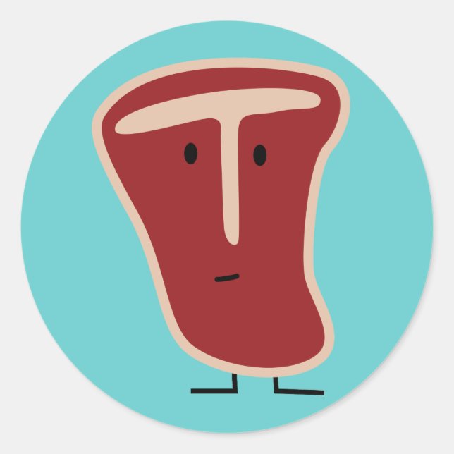 T-bone steak meat protein grilled beef fat bone classic round sticker (Front)