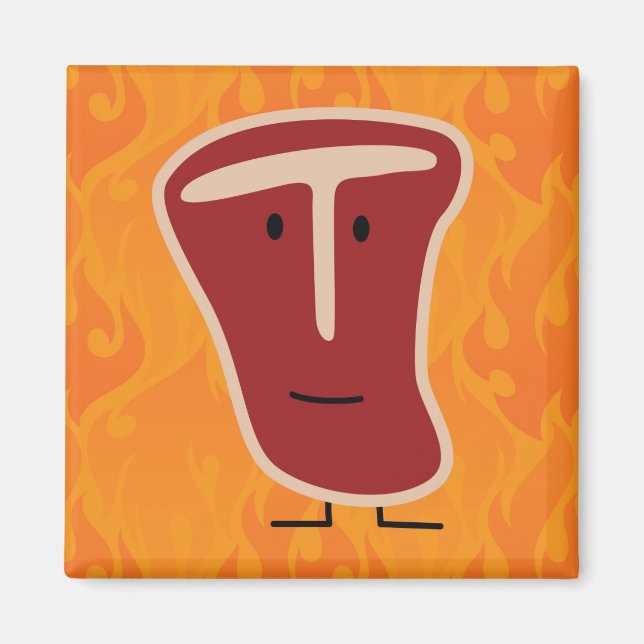 T-bone steak meat protein grilled beef fat bone magnet (Front)