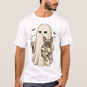 T-Bored Ghost Holding Cute French Bulldog T-Shirt